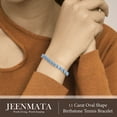 thumbnail image 5 of JeenMata 11 TCW December Blue Topaz - Oval Cut Birthstone Tennis Bracelet for Women in Eternity Design - White Gold Plating, Female, Adult, 5 of 9