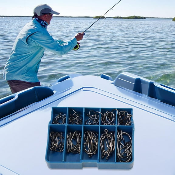 100PC 3-12# Carbon Steel Fly Barb Fishing Hooks Fly Tying Fishing Hooks