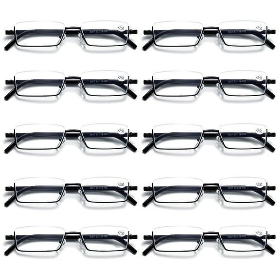10PK Half Rim Metal Frame Small Mens Reading Glasses Blue Light Blocking Readers