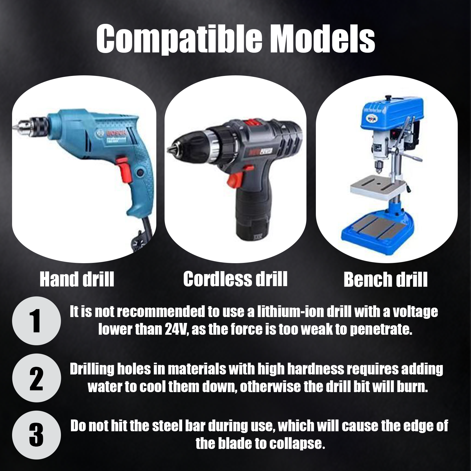 High Strength Four-Edge Serrated Eccentric Cross Drill Bit Suitable For Tiles Concrete Cast Iron Glass Wood Various Diameter Sets