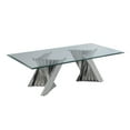 thumbnail image 4 of Geometric Clear Glass Coffee + 2 End + Console Set with Silver Stainless Steel, 4 of 4