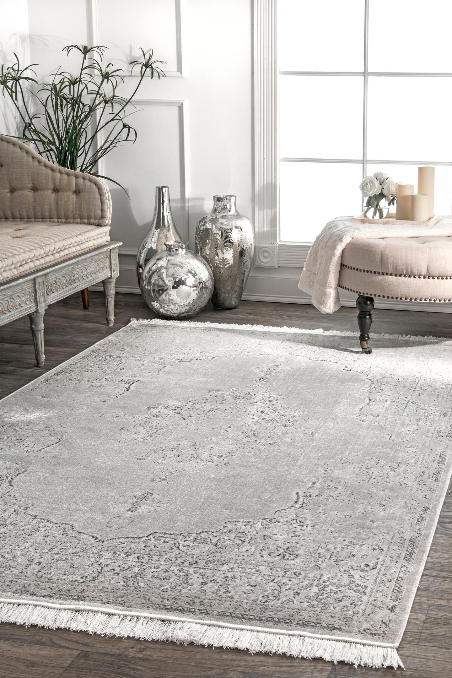 nuLOOM Vintage Medallion Cantrell Fringe Area Rug or Runner Walmart