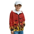 thumbnail image 3 of Xoenoiee Fire Bat Spider Web Print Hoodies for Girls Boys Kids Halloween Sweatshirt Zip Up Long Sleeve Jacket Loose Hooded Sweater Lightweight Tunic Activewear Outerwear, 14-16 Years, 3 of 7