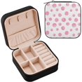 thumbnail image 2 of SKYSONIC Pink Polka Leather Jewelry Box,Portable Mini Jewelry Case Traveling Jewelry Organizer for Rings Necklaces Bracelets Earrings, 2 of 7