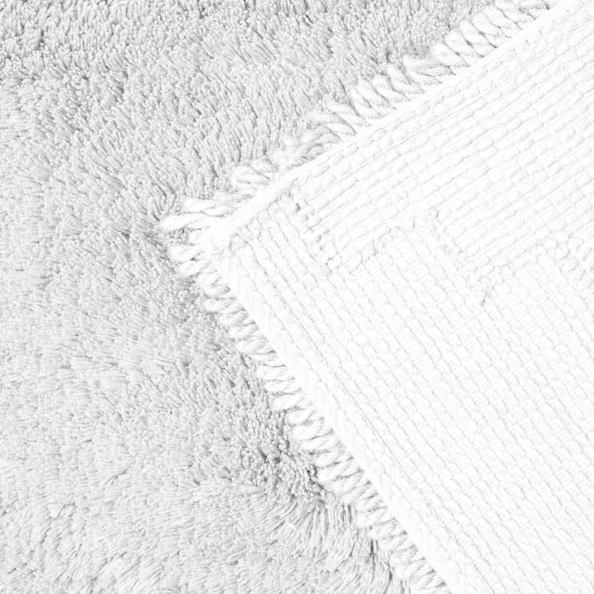 Hotel Style Cotton Blend Solid Bath Rug, 17" x 24" White