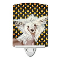 Caroline's Treasures LH9042CNL Chinese Crested Candy Corn Halloween Portrait Ceramic Night Light, 6x4x3", multicolor