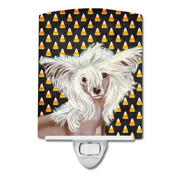 Caroline's Treasures LH9042CNL Chinese Crested Candy Corn Halloween Portrait Ceramic Night Light, 6x4x3", multicolor