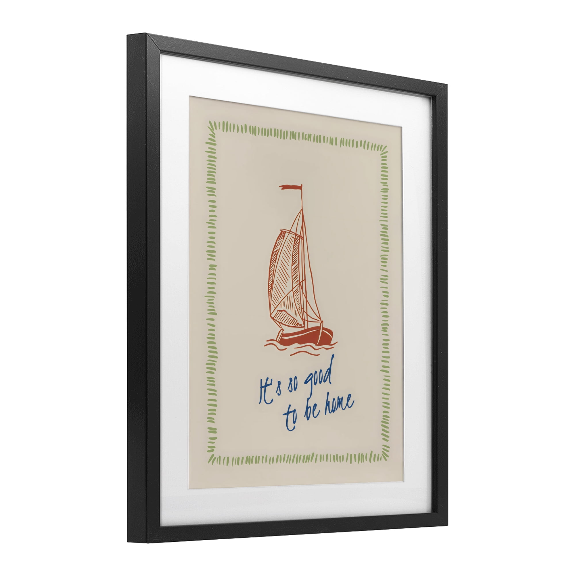 Stupell Industries Good To Be Home Sailboat Black Framed Print Under Glass, design by The Prints Vibe