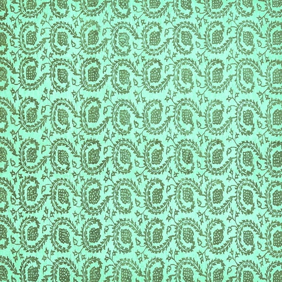 Ahgly Company Indoor Square Abstract Turquoise Blue Modern Area Rugs, 6' Square