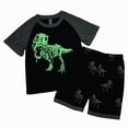 thumbnail image 3 of NIEWTR Toddler Boy Short Sets Boys Summer Dinosaur Outfits Cotton Short Sleeve Tops and Elastic Waist Shorts Matching Set（Blue,6-7 Years), 3 of 9