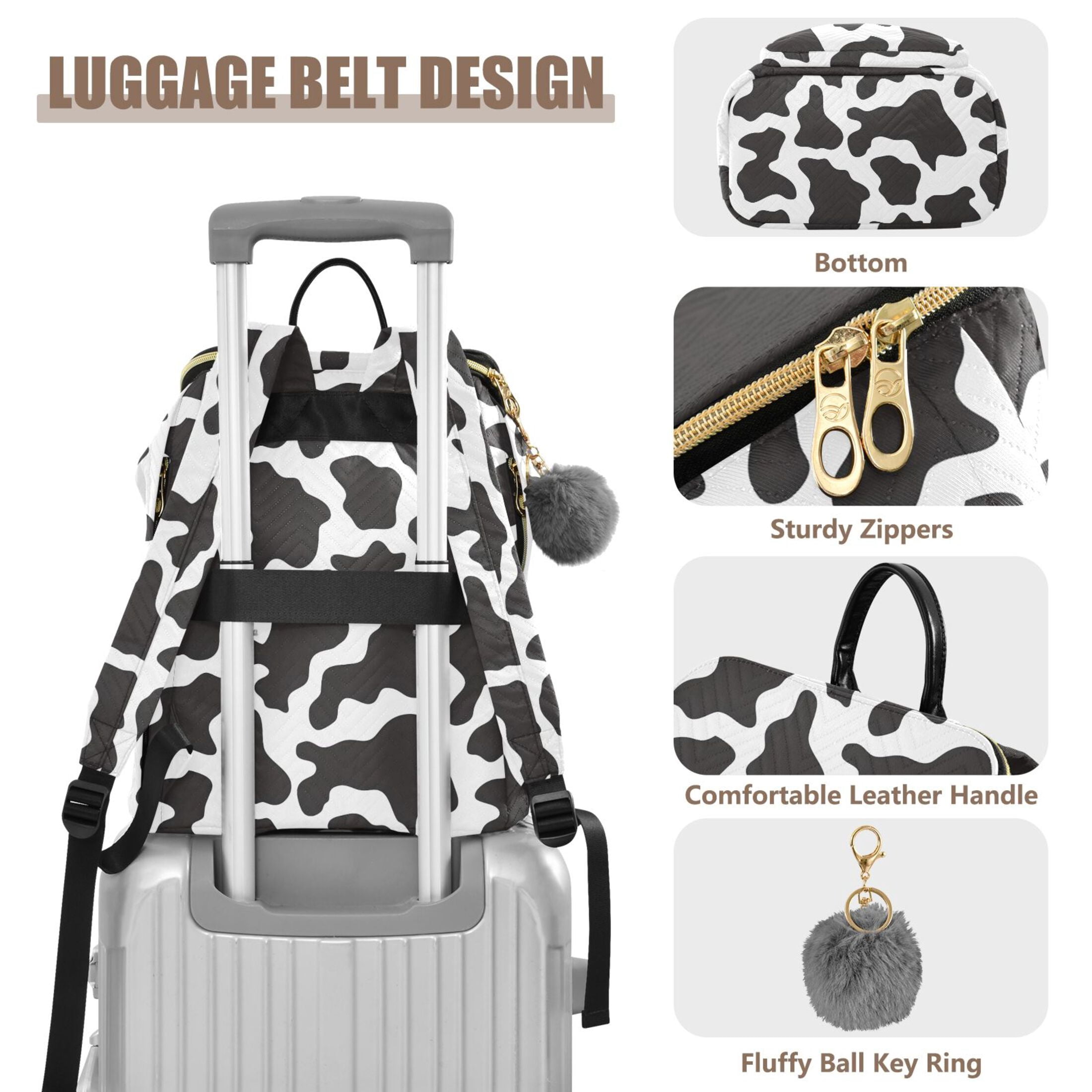 ALAZA Cow Print Travel Backpack Laptop Bag Large Capacity Daypack