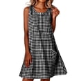 thumbnail image 4 of CBASIHI Womens Sleeveless Gingham Dresses with Pockets- Loose Fit Summer Crew Neck Casual Beach Vacation A Line Sundresses Black Size S-3XL, 4 of 8