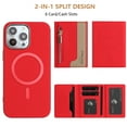 thumbnail image 3 of Dteck Magnetic Case for iPhone 15 Pro Max, 2 in 1 Wallet Case Detachable Card Holder, Compatible with MagSafe, Slim PU Leather RFID Blocking Credit Slots Zipper Pocket,Red, 3 of 7