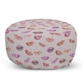 thumbnail image 1 of Feminine Pouf Cover with Zipper, Abstract Lipstick Woman Lips Design Beauty and Makeup Image, Soft Decorative Fabric Unstuffed Case, 30" W X 17.3" L, Pale Mauve Multicolor, by Ambesonne, 1 of 5
