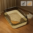 thumbnail image 4 of Yellow Semi-Enclosed High-Sided Cat Litter Box With Splash Guard, Large Kitty Litter Pan With Shovel, Anti-Splash Design For Indoor Cats, Easy Clean Pet Litter Tray, 4 of 6
