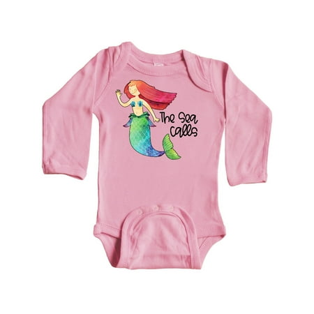 

Inktastic The Sea Calls Mermaid with Red Hair Gift Baby Boy or Baby Girl Long Sleeve Bodysuit