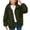 Green, variant on Fesfesfes Women Flannel Jacket Plush Top Solid Color Loose Versatile Pocket Coat Long Sleeve Hooded Casual Coat/Jacket