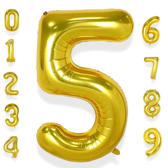 Globos con números de helio AULE Big Gold 5 40 pulgadas para quinta fiesta