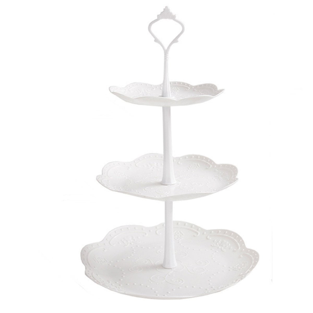 Round Cake Stand Display Fruit Plate Plastic Dessert Stand Jinlaili 3 Tiers White Cake Display Stand Cupcake Stand Party Serving Platter Stand for Birthday Weeding Party 
