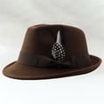 thumbnail image 2 of JFGHDG Short Brim Fedora Hats for Men & Women Trilby Hat with Feathers Band Coffee One Size, 2 of 3