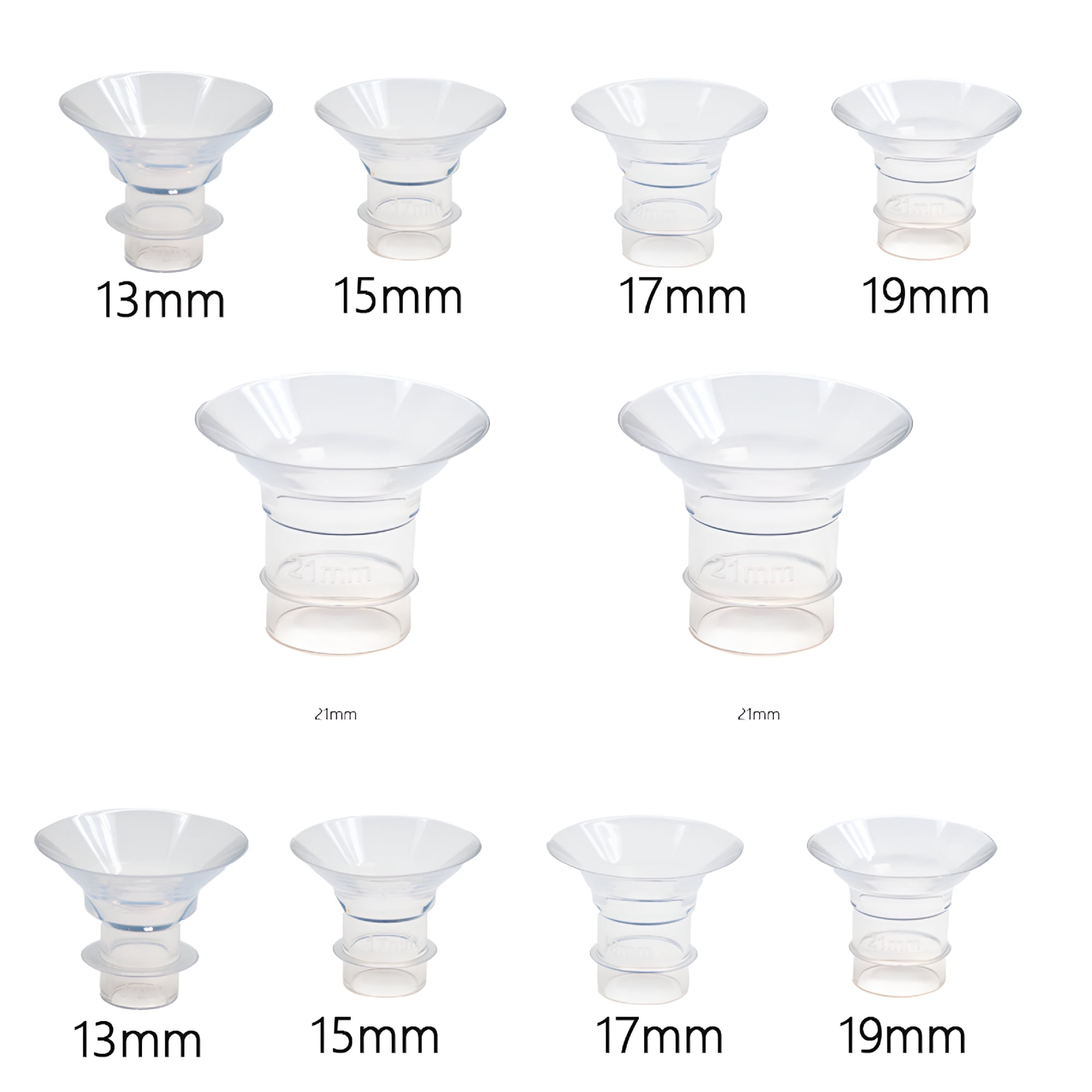 XIRQI 8Pcs Updated Silicone Flange Insert 15/17/19/21Mm Compatible with Breast Pumps for 24Mm Flange/Shield,Breastfeeding Replacement Pump Part