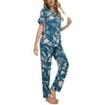 thumbnail image 4 of INSPIRE CHIC Women's Pajama Sets Button Down Shirt with Long Pants 2 Pcs Nightwear Sleepwear XL Dark Blue, 4 of 5