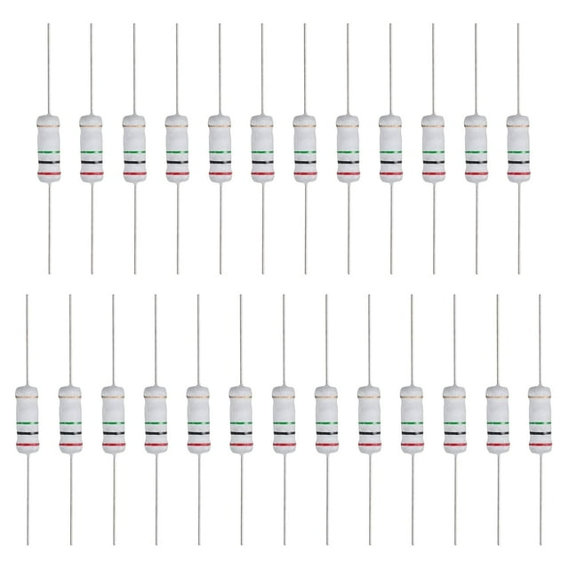 25 Pcs Résistance Ohm 2M, 3 Watts Résistance à 5 % Film d'Oxyde Métallique Résistance au Plomb Axial, Résistant aux Flammes pour Projets Électroniques DIY Circuits Expériences