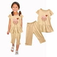 thumbnail image 2 of Piuwrlz Kids Outfit Set for Girls Summer Short Sets Printed Round Neck Tight Shirt T-Shirt and Shorts Set Khaki Size 2 Years, 2 of 6