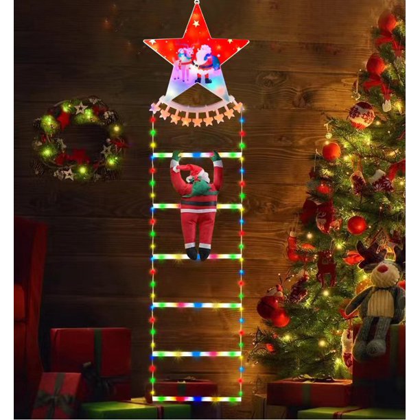 Nueva escalera navideña impermeable con luz de Papá Noel para escalar, decoración navideña, diseño de escena, luz de ambiente