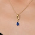 thumbnail image 3 of Gem Stone King 10K Yellow Gold Blue Created Sapphire Pendant Necklace for Women | 1.00 Cttw | Gemstone September Birthstone | Pear Shape 7X5MM | With 18 inch Chain, 3 of 6