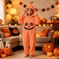 thumbnail image 3 of VIPOIN Kids Halloween Pumpkin Onesie Costume, Soft Fleece Hooded Jumpsuit with Cute Patch for Cosplay & Loungewear, 3 of 7