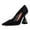 Black, variant on FSJ Women Classic Pointy Toe Crystal Flared High Heel Pumps Closed Toe Slip-On Party Wedding Office Dress Shoes Size 8 Black