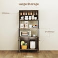 thumbnail image 4 of Demi Bonn 67" Baker's Rack with Power Outlet and Storage Shelves, Microwave Stand with Louvred Door Cabinets for Home, Dining Room, Gray, 4 of 7