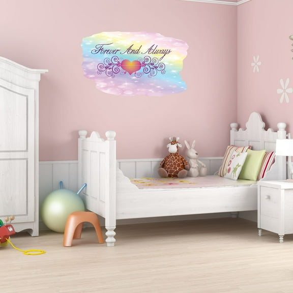 Girly Watercolor Wall Decals for Bedroom - Love Quotes Rainbow Background Design Floral DIY & Creativity Boy Girl Bedroom Wall Water Color Sticker - Size: 10 In x 6 In