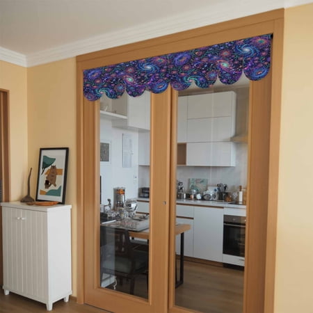 Lotus Flower Door Banner Retro Abstract Blue Purple Floral Leaf Stars Black Small Scalloped Hanging Banner for Door Hanging Flag Backdrop Decoration for Wall Window Party 4pcs 8 x 12 Inch