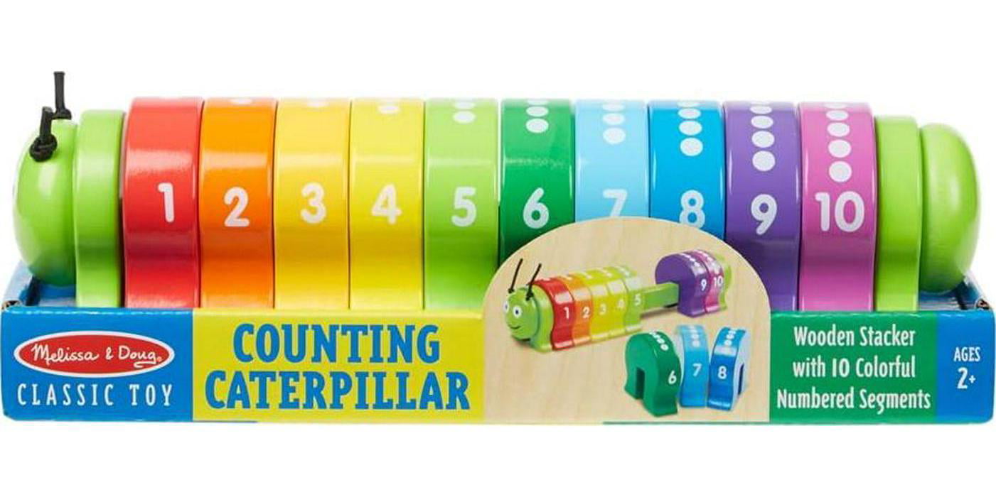 Melissa & Doug Counting Caterpillar Classic Wooden Toy With 10 Colourful Numbe for sale online 