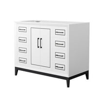Homestock Bohemian Bliss 42 Inch Single Bathroom Vanity In White, No Countertop, No Sink, Matte Black Trim