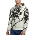 Kdxio Black And White Rose Print Mens Casual Hooded Collar Drawstring