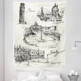 thumbnail image 1 of Sketch Tapestry, Travel the World Themed Historical Italian Landmarks Venice Rome Florence Pisa, Fabric Wall Hanging Decor for Bedroom Living Room Dorm, 5 Sizes, Black White, by Ambesonne, 1 of 1