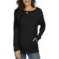 thumbnail image 3 of JuneFish Women Long Sleeve Shirts Casual Tops Dressy Blouses Loose Tunic with Pockets, 3 of 4