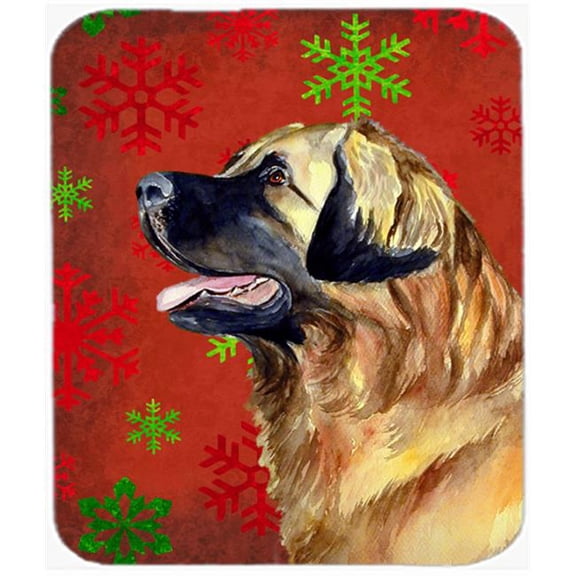 Leonberger Red And Green Snowflakes Christmas Mouse Pad, Hot Pad Or Trivet - 7.75 x 9.25 In.