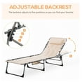 thumbnail image 4 of Folding Chaise Lounge Chair, Outdoor Reclining Beach Chair with Pillow - Adjustable 5-Position, Padded, Portable for Patio, Camping, Beige, 4 of 9