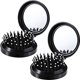 thumbnail image 1 of Paquete de 2 cepillos para el cabello (negro) con espejo, peine redondo plegable de viaje, mini cepillo para el cabello, espejo de bolsillo, cepillo para el cabello para mujeres y niñas JM, 1 of 5