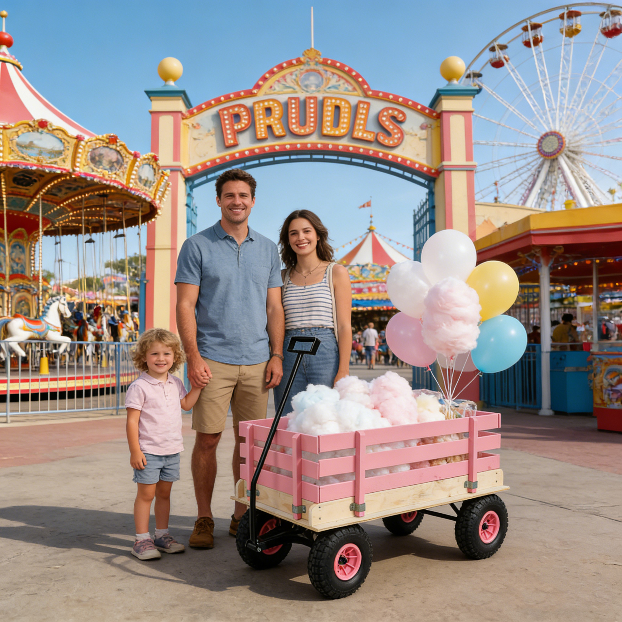 Wooden Pink Garden Wagon for Kids & Adults - Durable Utility Cart for Yard Work, Toy Storage & Outdoor Adventures