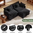 thumbnail image 4 of BedLuxury 76.7’’ Loveseat Sofa with Ottoman for Living Room, Modern Chenille Comfy L Shaped Couch, 2-Seat, Black, 4 of 10