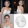 thumbnail image 2 of Breathable Face Veil Hairband Bridal Shower Hairhoop Head Accessory with Pearls Decors for Special Occasion Formal Outfit White, 2 of 4