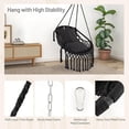 thumbnail image 4 of Neatifyes Macrame Swing Chair, Hanging Porch Swing w/Soft Seat Cushions, Cotton Rope & Hardware Kits, Holds Up to 330 LBS, Oval Hammock Chair for Indoor Outdoor Home Patio Balcony (Black), 4 of 9