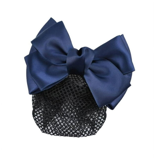 Red con lazo para el pelo, pasador elegante para mujer, pinza para el pelo, funda para moño para camarera, enfermera, Red con lazo azul