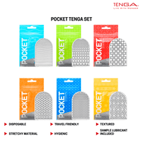 Pocket TENGA Disposable Male Masturbator, Complete Set, 6 pack