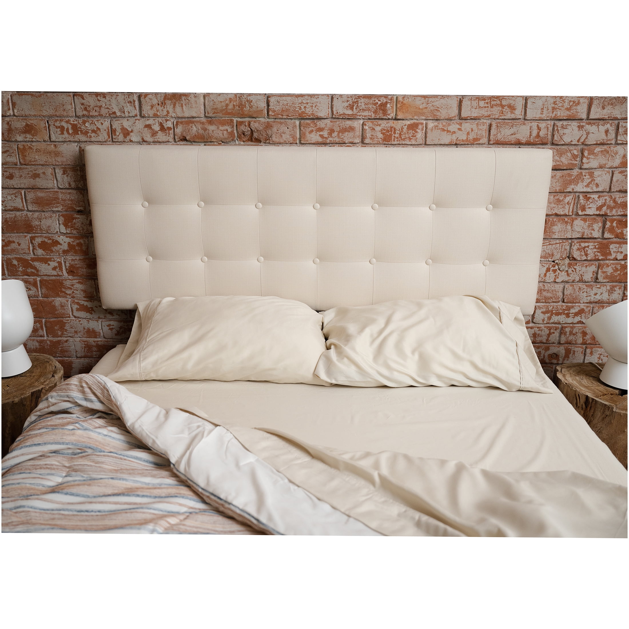 JERFIT Queen Sheet Set 4PC, Cream Hypoallergenic Microfiber Bed Sheets, Cooling Bamboo Charcoal, Deep Pocket 18"